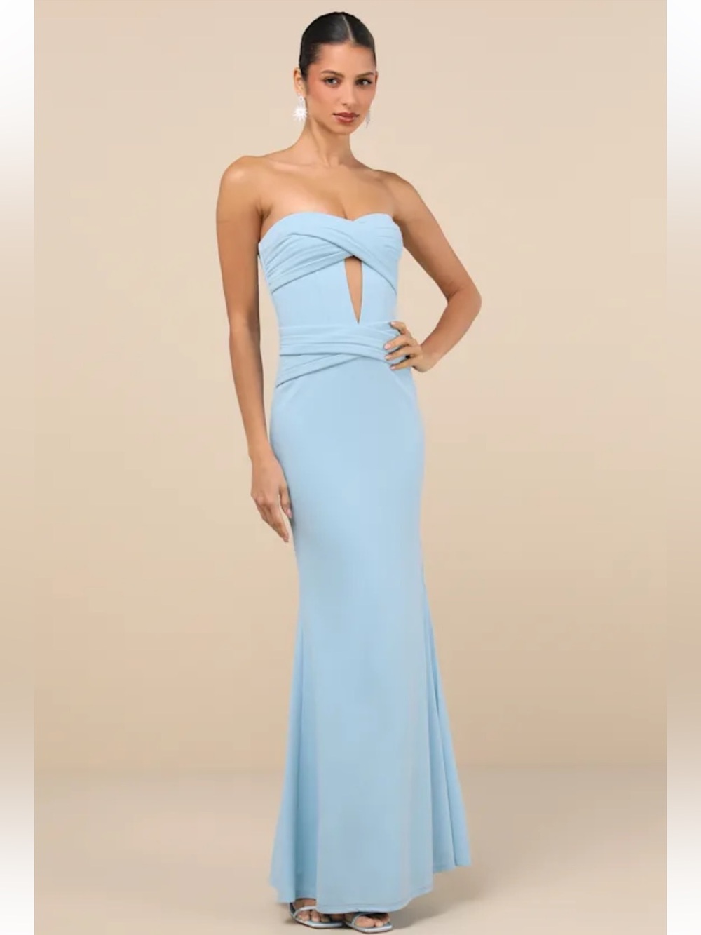 Lulus Elegant Finesse Light Blue Pleated Cutout Maxi Dress